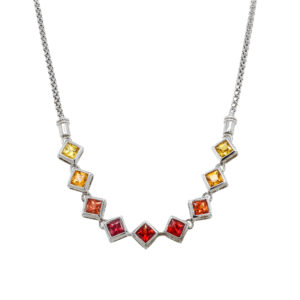 Sterling Silver Multi-Colored Sapphire Sunset Necklace