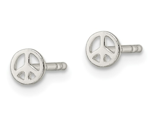 Sterling Silver Peace Sign Stud Earrings