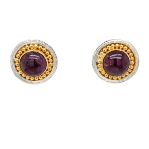 Sterling Silver and 22k Yellow Gold Vermeil Eudalite Stud Earrings