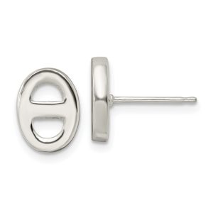 Sterling Silver Oval Stud Earrings