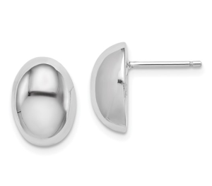 Sterling Silver Polished Oval Stud Earrings