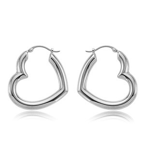 Sterling Silver Heart Hoop Earrings