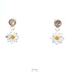 Sterling Silver and 22k Yellow Gold Vermeil Rose De France Earrings