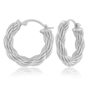 Sterling Silver Rope Hoop Earrings