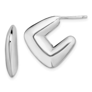 Sterling Silver Geometric Square "J" Hoop Earrings