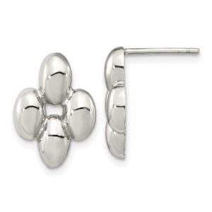 Sterling Silver Puff Flower Style Earrings
