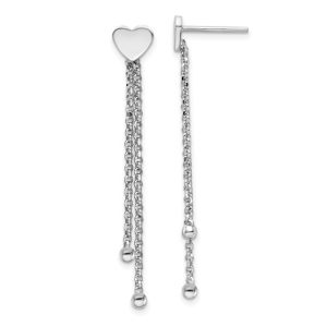 Sterling Silver Heart Chain Dangle Earrings