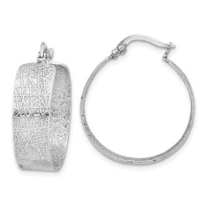 Sterling Silver Wide Textured Hoop Earrings