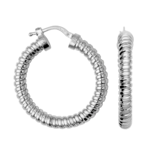Sterling Silver Tubogas Medium Hoop Earrings