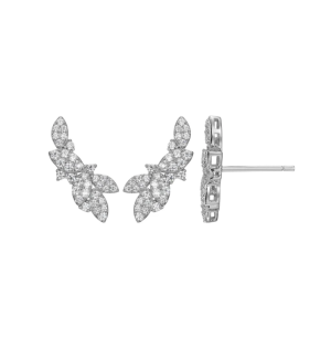 Sterling Silver Cubic Zirconia Vine Stud Earrings