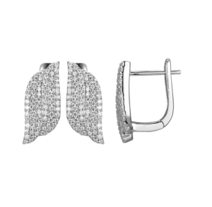 Sterling Silver Cubic Zirconia Wave Earrings