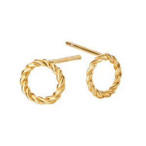 Sterling Silver Yellow Gold Plated Twist Open Circle Stud Earrings