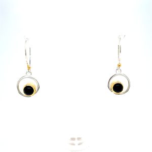 Sterling Silver and 22k Yellow Gold Vermeil Onyx Earrings