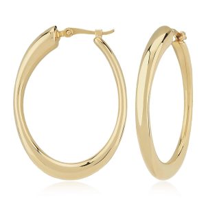 Sterling Silver Yellow Gold Medium Vermeil Oval Hoop Earrings