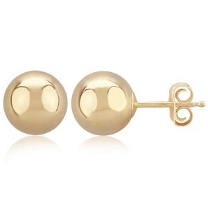 Sterling Silver Yellow Gold Vermeil 8mm Ball Stud Earrings