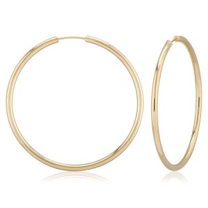 Sterling Silver Yellow Gold Vemeil 3x60mm Endless Hoop Earrings