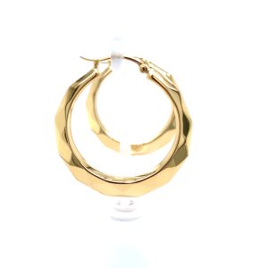 Sterling Silver Yellow Gold Vermeil Faceted Hoop Earrings