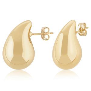 Sterling Silver Yellow Gold Vermeil Small Tear Drop Stud Earrings
