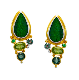 Sterling Silver and 22k Yellow Gold Vermeil Beetle Wing Earrings