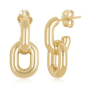 Sterling Silver Yellow Gold Vermeil Small Link Earrings