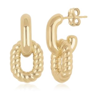Sterling Silver Yellow Gold Vermeil Small Twist Link Earrings
