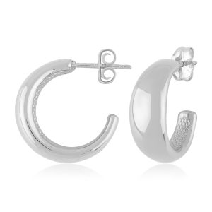 Sterling Silver Small Tapered J Hoop Earrings