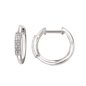 Sterling Silver Diamond Huggie Earrings