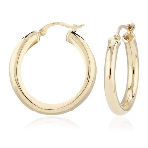 Sterling Silver Yellow Gold Vermeil 3x20mm Hoop Earrings