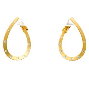 Sterling Silver 18k Yellow Gold Plated Cubic Zirconia Teardrop Hoop Earrings