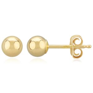 Sterling Silver Yellow Gold Vermeil 4mm Ball Stud Earrings