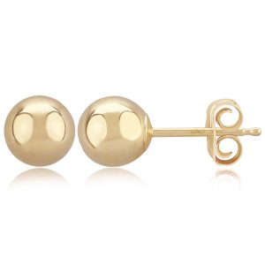 Sterling Silver Yellow Gold Vermeil 6mm Ball Stud Earrings