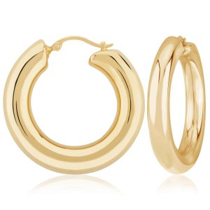 Sterling Silver Yellow Gold Vermeil Donut Hoop Earrings