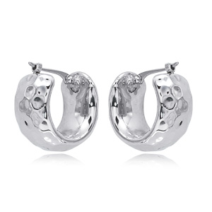 Sterling Silver Hammered Hoop Earrings