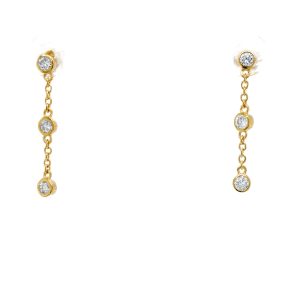 Sterling Silver Yellow Gold Plated Lab Grown Diamond Dangle Earrings