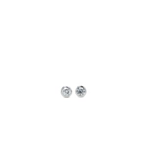 Sterling Silver Lab Grown Diamond Bezel Stud Earrings .10ctw