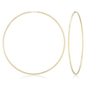 Sterling Silver Yellow Gold Vermeil 1.5x60mm Endless Hoop Earrings