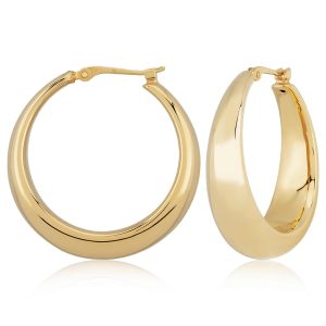 Sterling Silver Yellow Gold Vermeil Modern Round Hoop Earrings