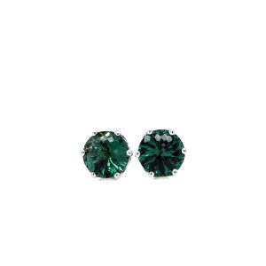Sterling Silver Green Quartz Stud Earrings