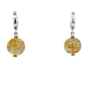 Sterling Silver Rutilated Quartz Drop Earrings