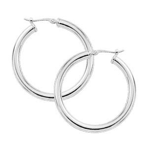 Sterling Silver Large Tube Hoop Earrings