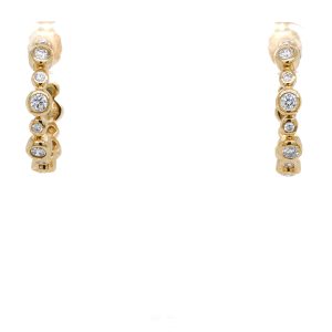 Sterling Silver Yellow Gold Plated Lab Grown Diamond Bezel Hoop Earrings