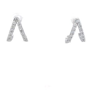 Sterling Silver Lab Grown Diamond Split J Hoop Earrings