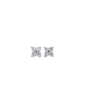 Sterling Silver Lab Grown Diamond Quatrefoil Stud Earrings