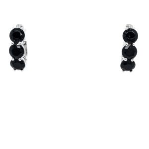 Sterling Silver Onyx Huggie Earrings