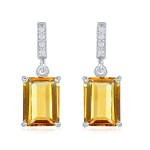 Sterling Silver Citrine and White Topaz Earrings