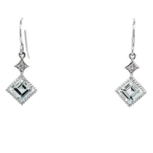Sterling Silver Green Amethyst and White Topaz Dangle Earrings