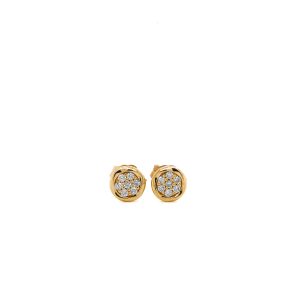 Sterling Silver Yellow Gold Vermeil Diamond Cluster Stud Earrings