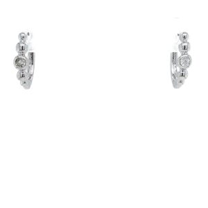 Sterling Silver Diamond Bubble Huggie Earrings