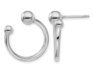 Sterling Silver Ball Hoop Stud Earrings
