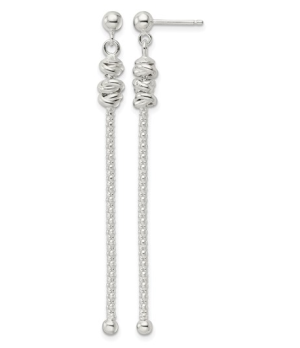 Sterling Silver Fancy Knot Chain Dangle Earrings